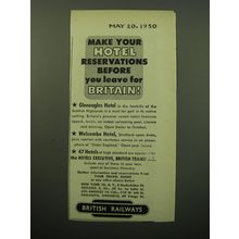 1950 British Railways Ad - Make your hotel reservations before you leave