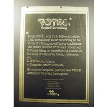 1973 The Burbank Studios Ad - Total Sound Recording