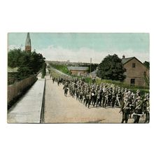 Postcard UK Hampshire British Army Aldershot soldiers marching band c. Boer War?