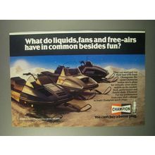 1980 Champion Spark Plugs Ad - Liquids, Fans, Free-airs