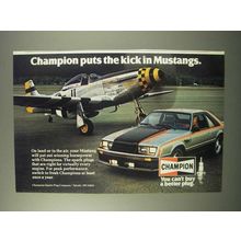 1980 Champion Spark Plugs Ad - Puts Kick in Mustangs