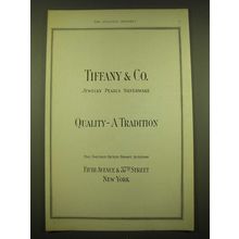 1924 Tiffany & Co. Ad - Jewelry Pearls Silverware Quality - A Tradition