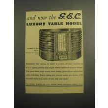 1948 G.E.C. B.C. 4750 Radio Ad - And now the G.E.C. luxury table model