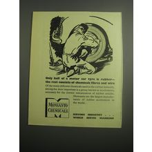 1948 Monsanto Chemicals Ad - Only half of a motor car tyre is rubber