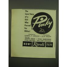 1949 Pinky Movie Ad - The love story of a girl who passed for white!