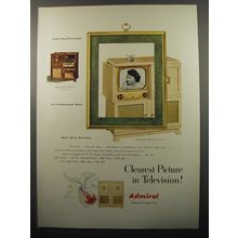1950 Admiral Model 36R45 and 36R37 Televisions Ad - Clearest Picture