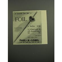 1953 Paul A. Lobel Jewelry Advertisement - A versatile Bar pin - Foil