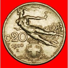 Ⰶ FLYING TORCH 1907-1935:ITALY★20 CENTESIMOS 1910R★DIES 1+A★LOW START★NO RESERVE