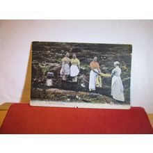 A HIGHLAND WASHING, SCOTLAND used antique postcard 1908 pm =