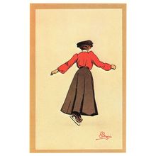 Carlo Pellegrini Albese Genf Sport Lady Skiing Switzerland Lithograph Postcard