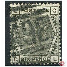 1874 SG147 6d Grey Plate 13 Good Used Good Perfs "GL"