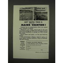 1956 Maine Tourism Ad - Seashore Lakes Mountains