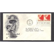 FDC Art Craft 1518 6.3c Liberty Bell Pair (Cachet-Typed/A) CV41694