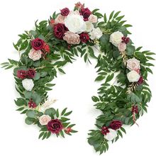 Ling'S Moment Flower Garland - 6FT Eucalyptus & Rose - Sweetheart Table Decor fo