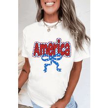 White Funky America Letter Bow Printed T Shirt