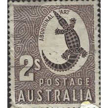AUSTRALIA, REPTILE, Crocodile Aboriginal Art, brown 1956, 2s, #2