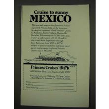 1973 Princess Cruises Ad - to Sunny Mexico