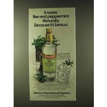 1979 Leroux Peppermint Schnapps Ad - Tastes Like Real