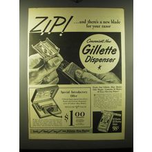 1948 Gillette Razors and Blades Ad - Zip! ..and a new blade for your Razor