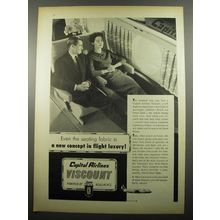 1955 Capital Airlines Ad - Even the seating fabric is a new concept in flight