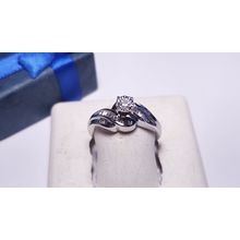 Estate 1/3ctw Natural Rd/Bg Diamond channel swirl 10Kt WG Engagement Ring #22298