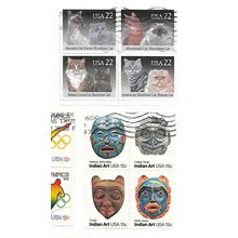 USA 1980S CATS & MASKS BLOCKS OF FOUR NJA CUSTOMER REQUEST