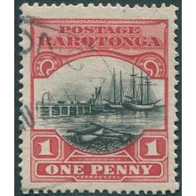 Cook Islands 1920 1d black & carmine-red SG71 used