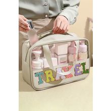 Parchment TRAVEL Chenille Letter Clear PVC Makeup Bag