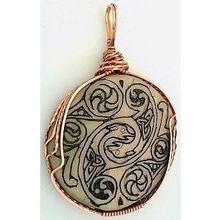 Celtic Knotwork Scrimshaw Copper Wire Wrap Pendant 2
