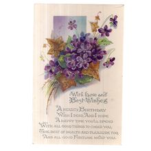 A HEARTY BIRTHDAY used vintage postcard by Wildt & Kray LOVE & BEST WISHES (A) =