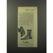 1953 Sulka Socks Ad - Sulka's exceptional French Lisle Hose For Men