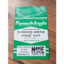 1961/62 Plymouth Argyle vs Stoke City - Division 2 **FREE P&P**