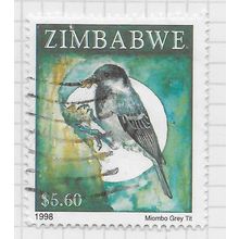 ZIMBABWE 1998 BIRDS MIOMBO GREY TIT $5.60 USED