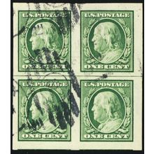 383, Used Superb 1¢ Block of Four - Stuart Katz