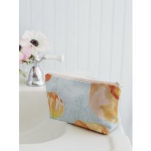 Makeup Bag[ Peach Poppies on Grey ]