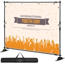 Telescopic Backdrop Banner Stand 8' x 8' Banner Stand Adjustable Step and Re...
