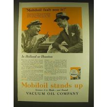 1931 Mobil Mobiloil Ad - Mobiloil faalt noo it! In Holland or Houston