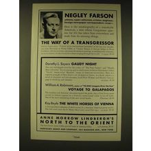 1936 Harcourt, Brace & Company Ad - Negley Farson athlete, super-salesman
