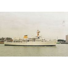 HMS Herald at Portsmouth Docks Royal Navy Survey Ship Postcard