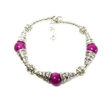 Tibetan Silver Bracelet Purple Beads Bangle Bracelet Free Gift Bag