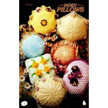 Vintage Crochet Pattern of 7 Flower Doily Pillows Wild Rose Pansy Jonquil 4ply