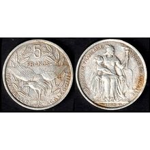 New Caledonia 5F 1952 Kagu Bird and Marianne Used Coin