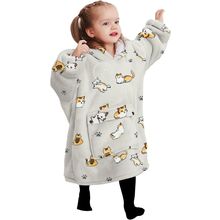 KFUBUO Wearable Blanket Hoodie for Kids Toddlers Sherpa Blanket Sweatshirt with