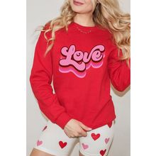 Red Love Printed Crewneck Valentines Pullover Sweatshirt