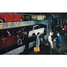 Chemins De Fer Francais Train Autos Couchettes 1950s Postcard