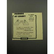 1957 Harper Book Advertisement - Friends at Court by Henry Cecil
