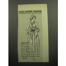 1957 Saks Fifth Avenue Terry Robe Advertisement - Gilded Terry