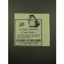 1960 Farrar, Straus & Cudahy Book Ad - Cricket in Times Square by George Selden