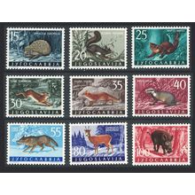 Yugoslavia Forest Mammals Hedgehog Squirrel Badger Fox Deer 9v 1960 MNH
