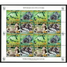 Ivory Coast WWF Speckle-throated Otter Sheetlet of 4 sets ERROR 2005 MNH